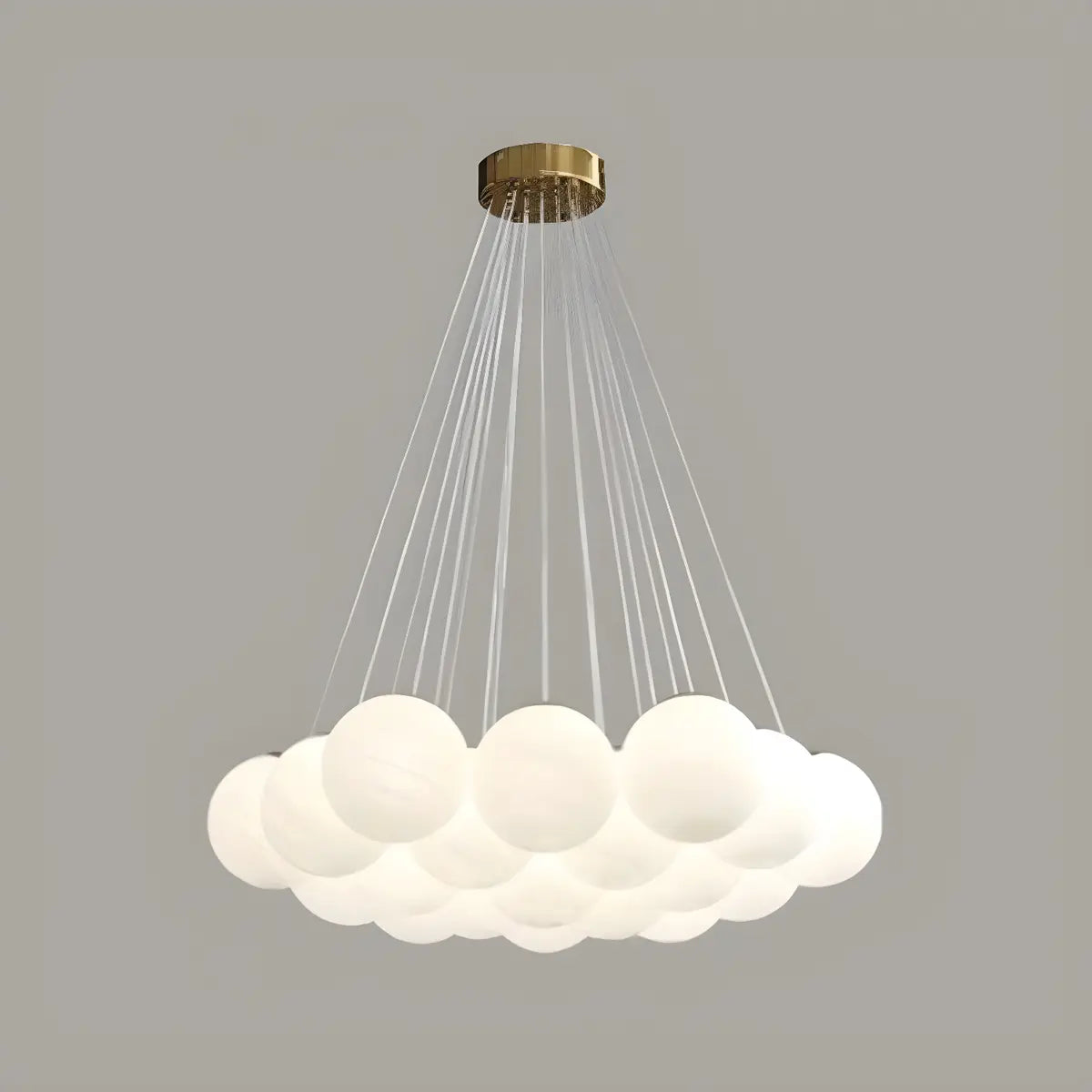 White Glass Living Room Multi-Light Bubble Chandelier Image - 10