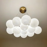 White Glass Living Room Multi-Light Bubble Chandelier Image - 11