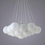 White Glass Living Room Multi-Light Bubble Chandelier Image - 12