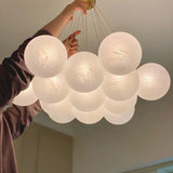 White Glass Living Room Multi-Light Bubble Chandelier Image - 14