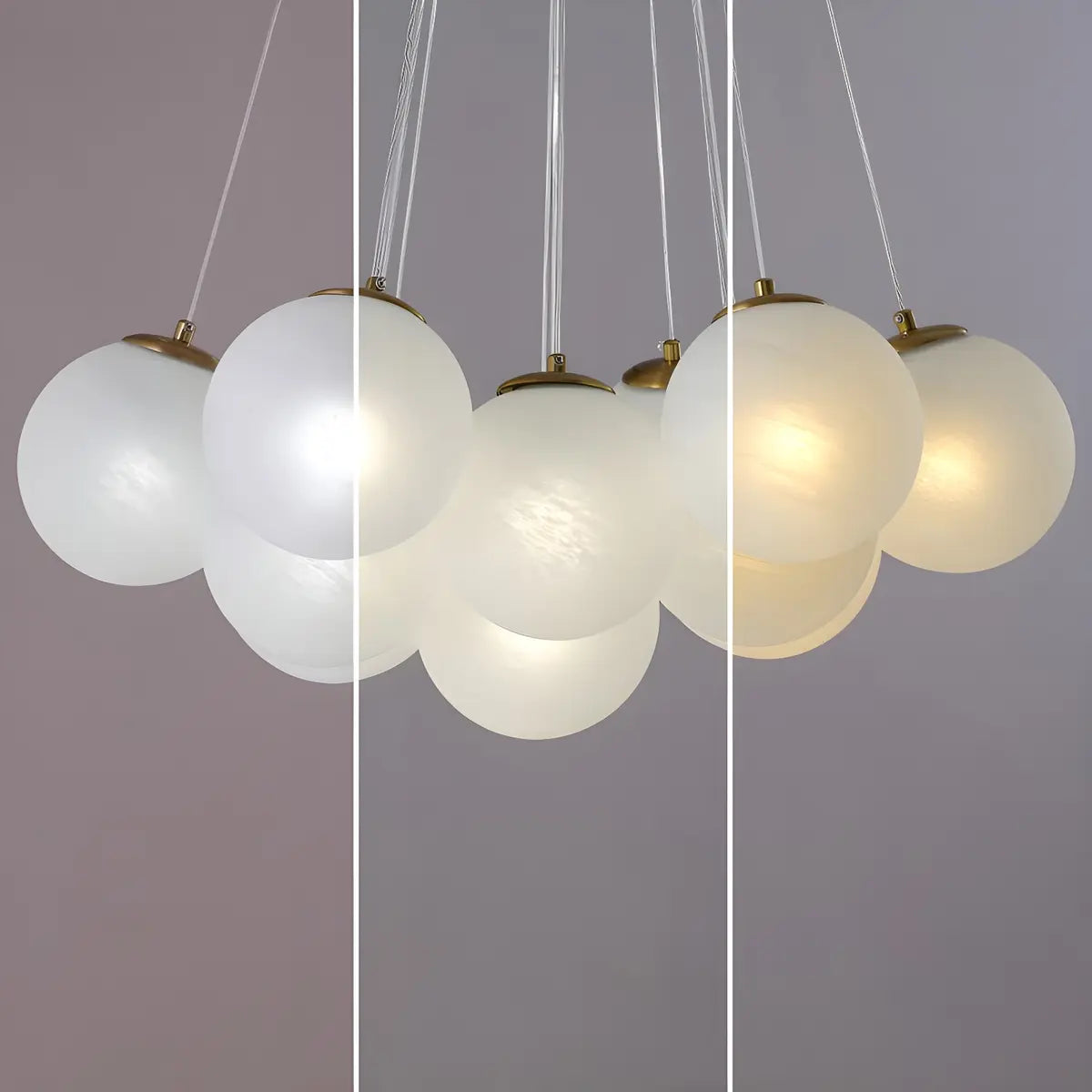 White Glass Living Room Multi-Light Bubble Chandelier Image - 15