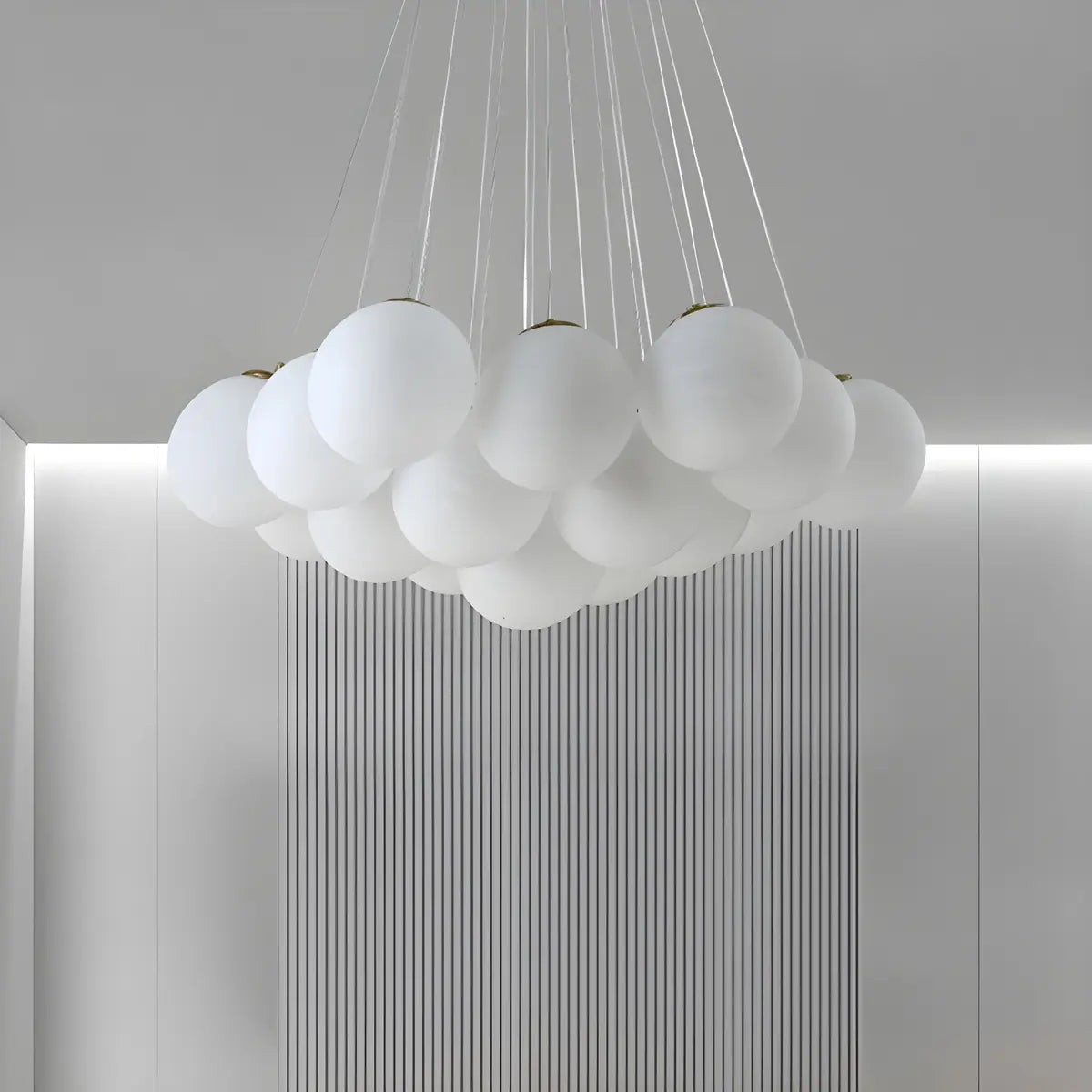 White Glass Living Room Multi-Light Bubble Chandelier Image - 3