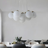 White Glass Living Room Multi-Light Bubble Chandelier Image - 5