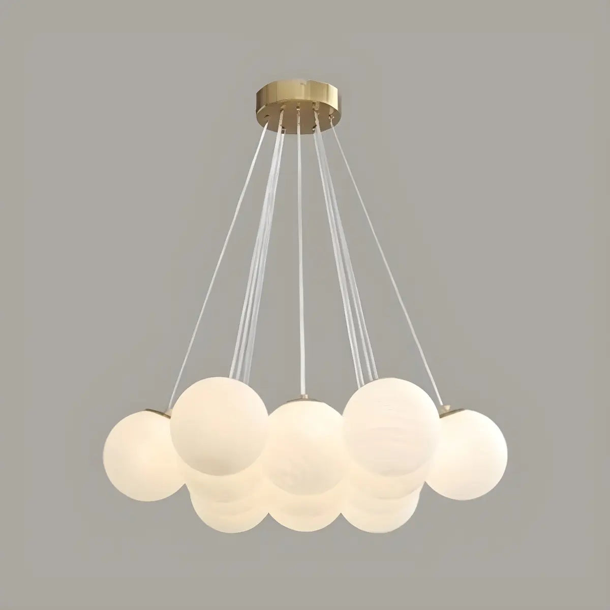 White Glass Living Room Multi-Light Bubble Chandelier Image - 6