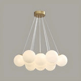 White Glass Living Room Multi-Light Bubble Chandelier Image - 6