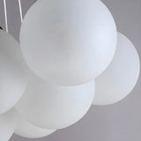 White Glass Living Room Multi-Light Bubble Chandelier Image - 8