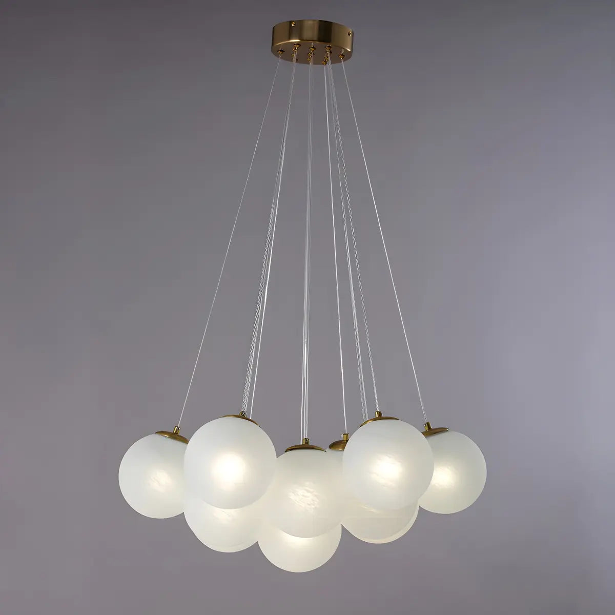 White Glass Living Room Multi-Light Bubble Chandelier Image - 9