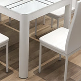 White Glass Rectangular Dining Table Set for Four Image - 5