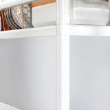 White Glass Shelf Metal Baker's Rack with Cabinets Image - 12