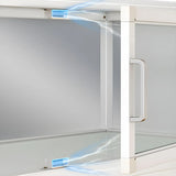 White Glass Shelf Metal Baker's Rack with Cabinets Image - 14