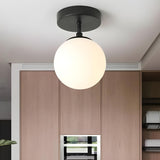 White Glass Spherical Semi-Flush Mount Ceiling Light Image - 2