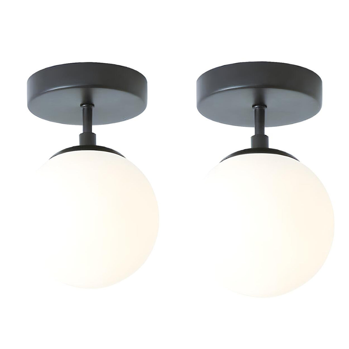 White Glass Spherical Semi-Flush Mount Ceiling Light Image - 5