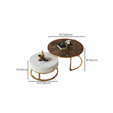 White Glass Stone Round Drawers Nesting Coffee Table Image - 19