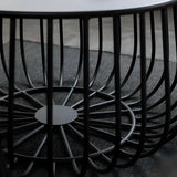 White Glass Top Iron Frame Round Outdoor Coffee Table Image - 10