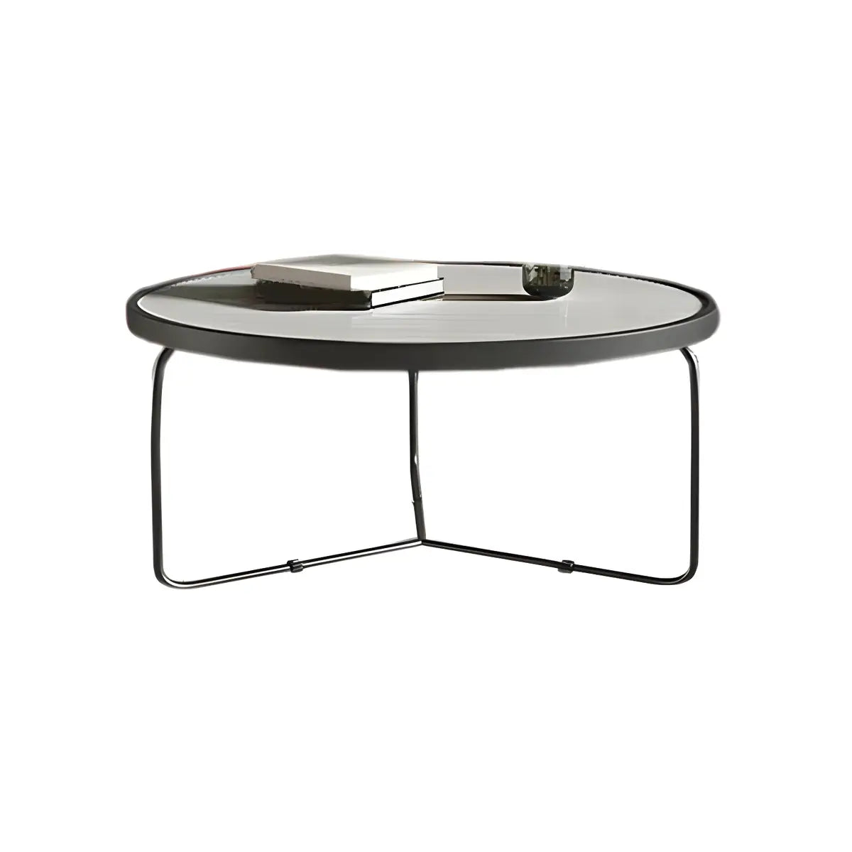 White Glass Top Iron Frame Round Outdoor Coffee Table Image - 13