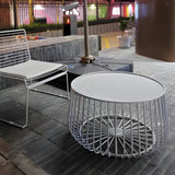 White Glass Top Iron Frame Round Outdoor Coffee Table Image - 18