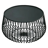 White Glass Top Iron Frame Round Outdoor Coffee Table Image - 9