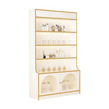 White-Gold Rectangular Faux Wood Large Display Cabinet Image - 16