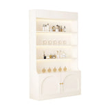 White-Gold Rectangular Faux Wood Large Display Cabinet Image - 2