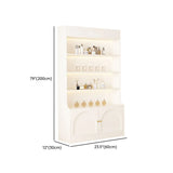 White-Gold Rectangular Faux Wood Large Display Cabinet #size