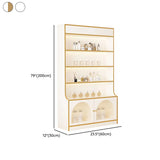 White-Gold Rectangular Faux Wood Large Display Cabinet Image - 26