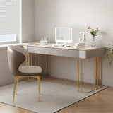 White Gold Stone Rectangle Metal Sled Writing Desk Image - 1