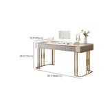 White Gold Stone Rectangle Metal Sled Writing Desk #size