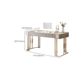 White Gold Stone Rectangle Metal Sled Writing Desk Image - 11