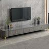 White-Gray Glass Rectangular TV Stand with Drawers Image - 5