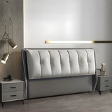 White-Gray Upholstered Wingback Full Size Headboard Image - 1