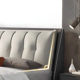 White-Gray Upholstered Wingback Full Size Headboard Image - 10