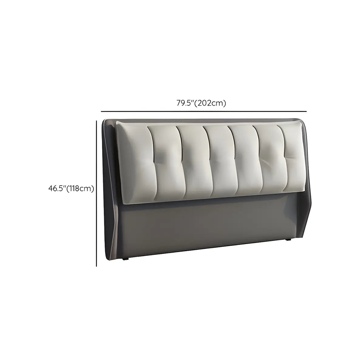 White-Gray Upholstered Wingback Full Size Headboard 