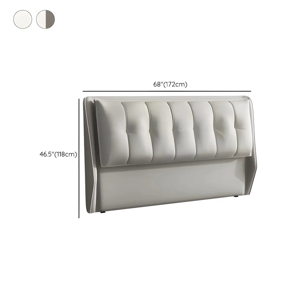 White-Gray Upholstered Wingback Full Size Headboard Image - 12