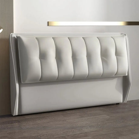 White-Gray Upholstered Wingback Full Size Headboard Image - 2