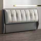 White-Gray Upholstered Wingback Full Size Headboard Image - 3