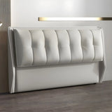 White-Gray Upholstered Wingback Full Size Headboard Image - 6