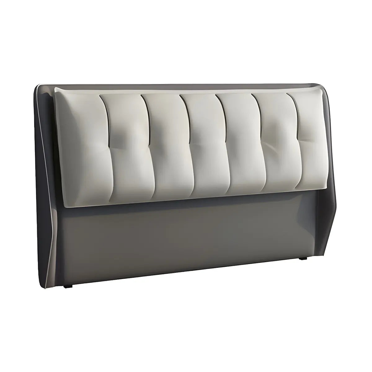 White-Gray Upholstered Wingback Full Size Headboard Image - 7