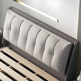 White-Gray Upholstered Wingback Full Size Headboard Image - 8