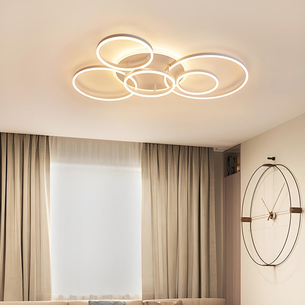 White Halo Ring LED Flush Mount Ceiling Light 5-Light Image - 4