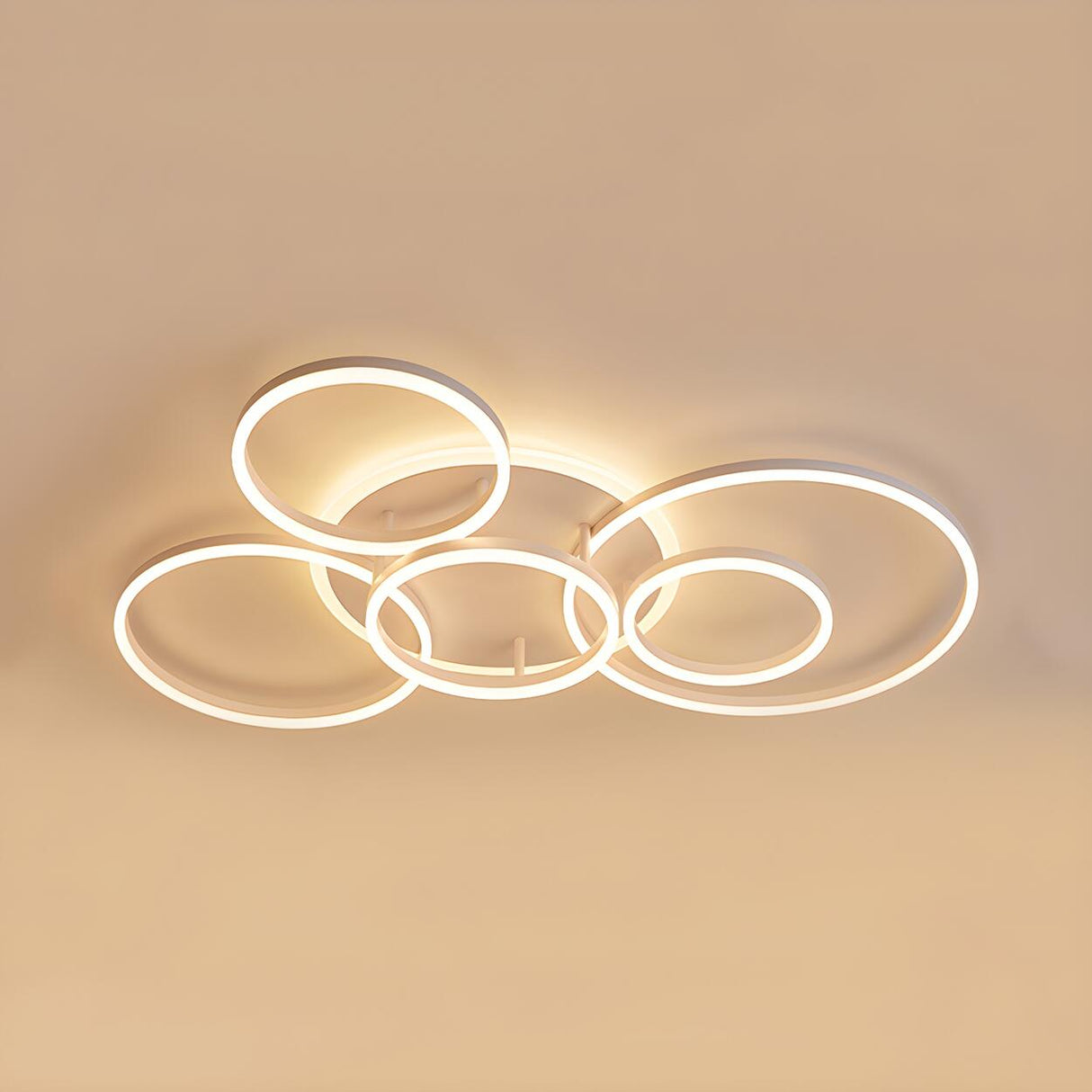 White Halo Ring LED Flush Mount Ceiling Light 5-Light Image - 5