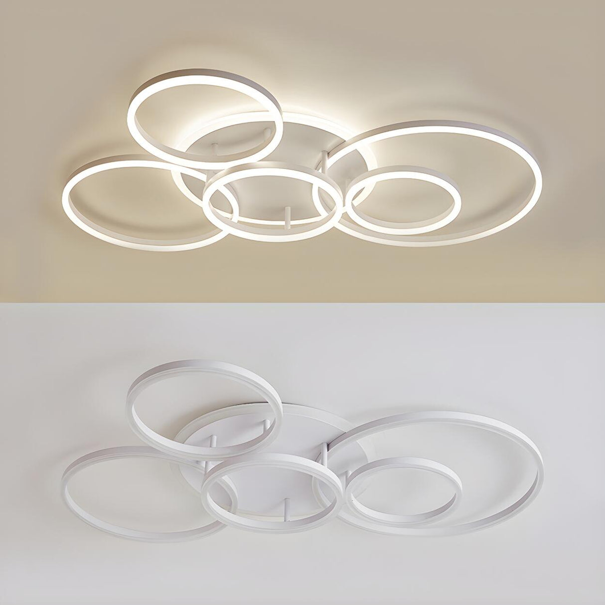 White Halo Ring LED Flush Mount Ceiling Light 5-Light Image - 6