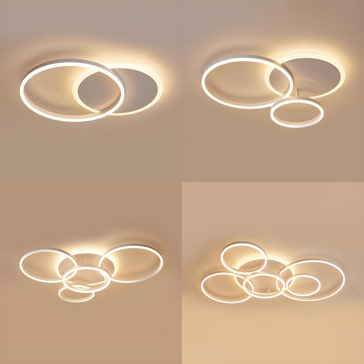 White Halo Ring LED Flush Mount Ceiling Light 5-Light Image - 9