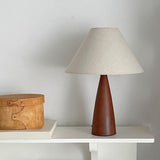 White Handcrafted Minimalist Style Wooden Table Lamp Image - 3