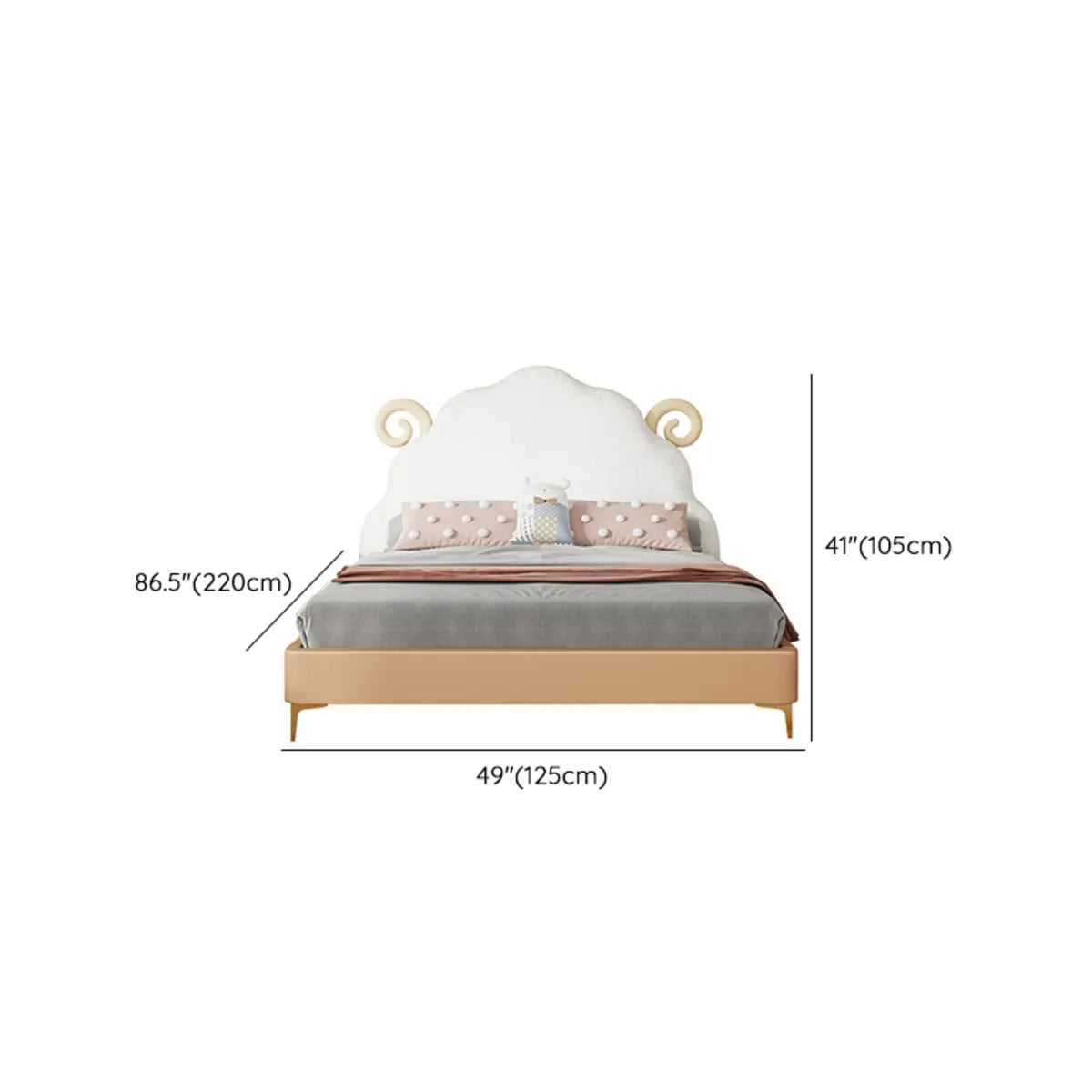 White Lamb-Shaped Upholstered Low Clearance Kids Bed 