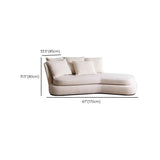 White Lamb Wool Fabric Free Standing Left-Arm Chaise #size