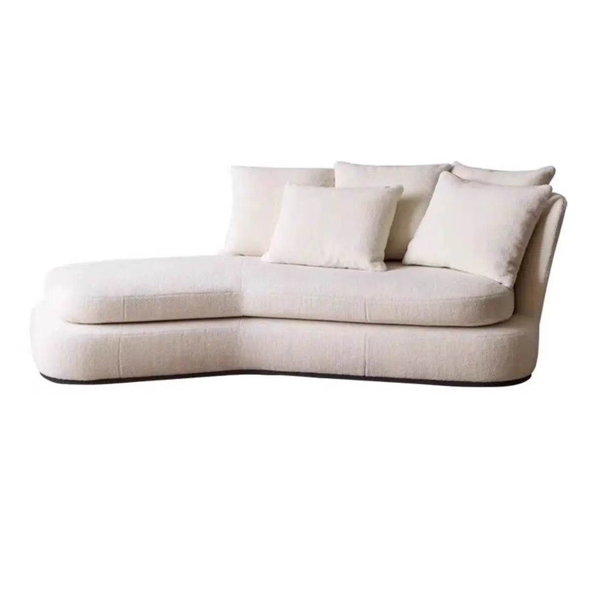 White Lamb Wool Fabric Free Standing Left-Arm Chaise Image - 3