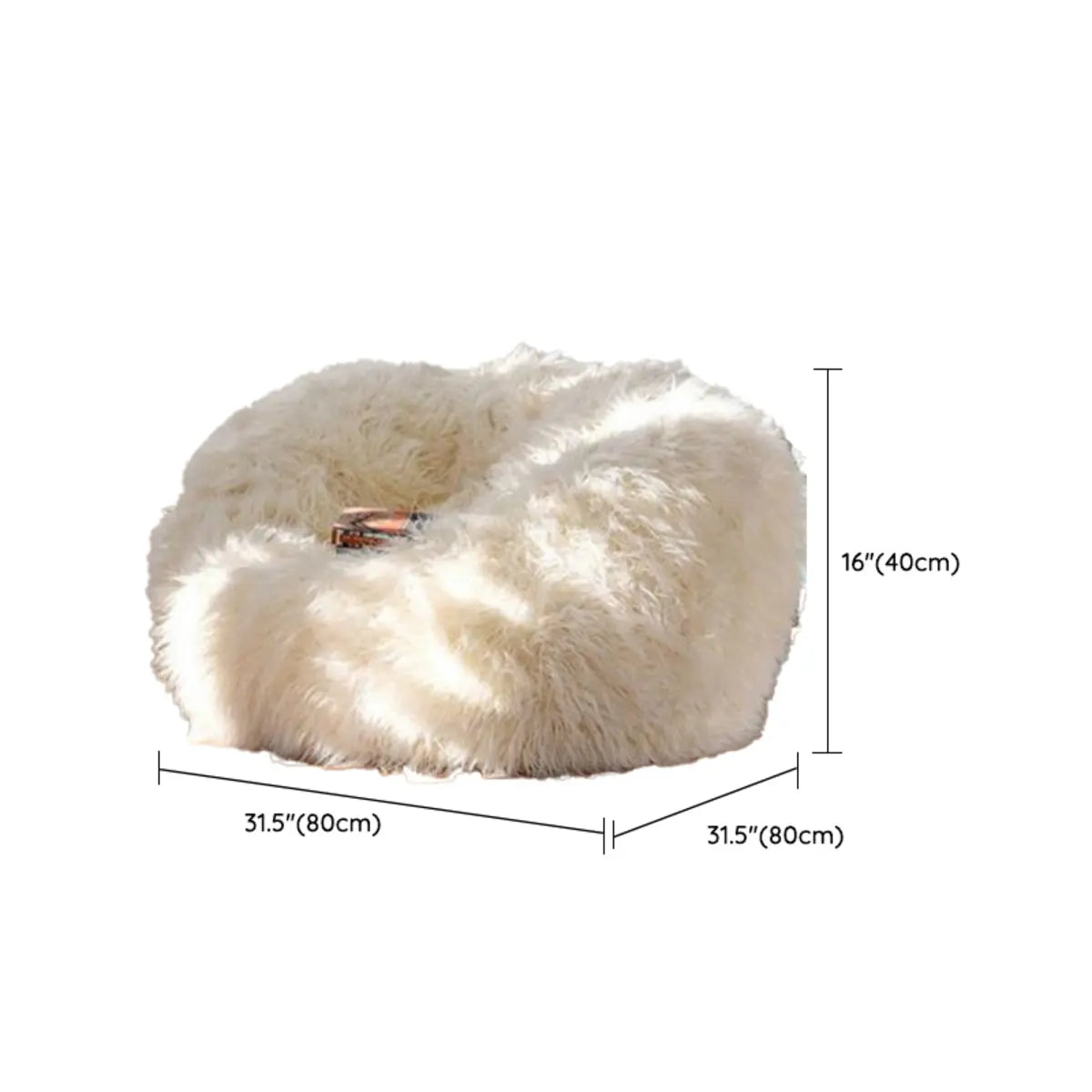 White Large Circular Plush Removable Bean Bag Chair 