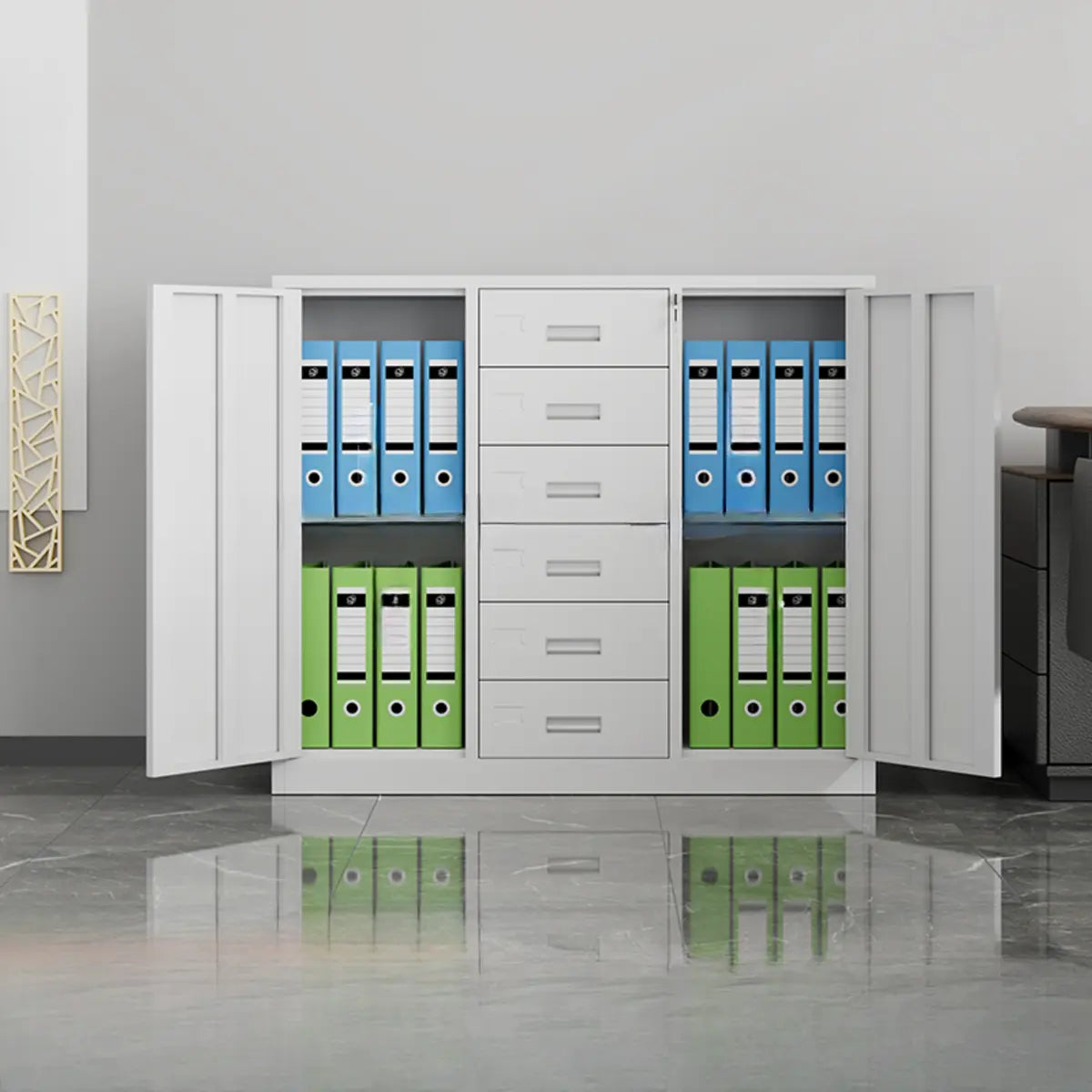 White Large Fireproof Lockable Storage Filing Cabinet Image - 18