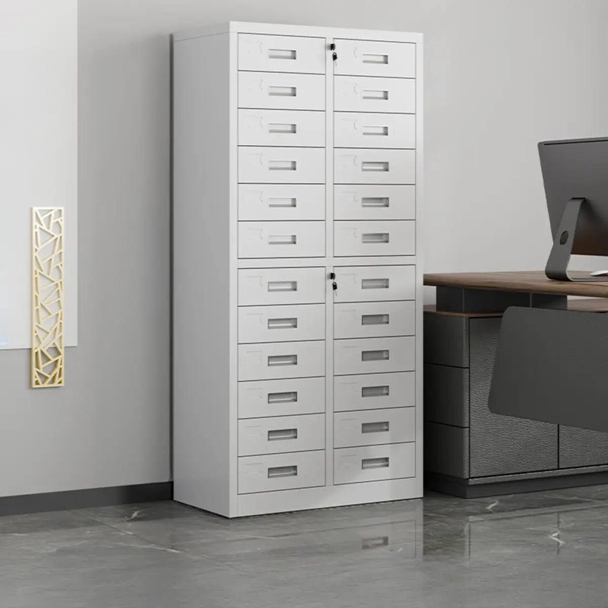 White Large Fireproof Lockable Storage Filing Cabinet Image - 19