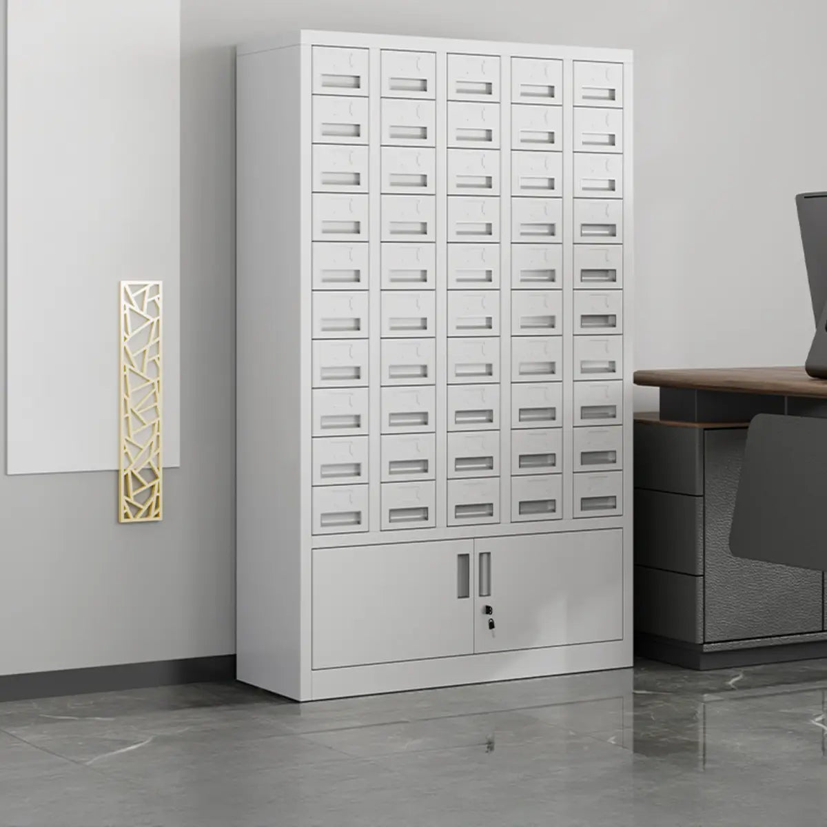 White Large Fireproof Lockable Storage Filing Cabinet Image - 23